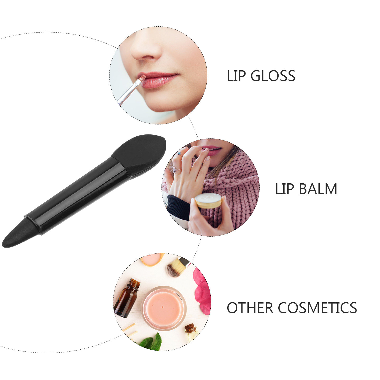 Lip Balm - 1 مجموعة فرشاة مزدوجة الطرف لوضع